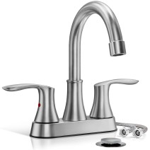 Brushed Nickel Bathroom Sink Faucet 3Hole 4in Centerset Vanity Mixer With Drain