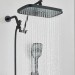 Black Rain Shower Head With Handheld Spray Set High Pressure 16" Adjustable Arm - view 8