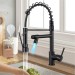 Black LED Kitchen Faucet Single Handle Swivel Sink Faucet With Pull Down Spray - view 2
