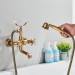 Antique Brass Clawfoot Tub Faucet Wall Mounted Bathtub Filler Tap Hand Shower - view 5