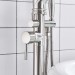 Brushed Nickel Bathtub Faucet Freestanding Floor Mount Waterfall Tub Filler Taps - view 8
