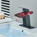Black LED Bathroom Sink Faucet 1 Hole Waterfall Vanity Mixer Faucet With Drain - view 7