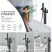 Black Bathtub Faucet Floor Mount Freestanding Waterfall Tub Filler W/Hand Spray - view 7
