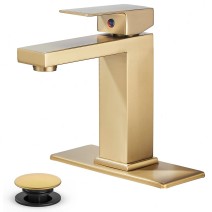 Brushed Gold Bathroom Faucets 1 Or 3 Holes Single Handle Sink Vanity Mixer Drain
