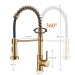 Brushed Gold Kitchen Faucet 1 Hole Pull Down Sprayer Commercial Mixer Sink Tap - view 6