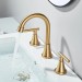 Brushed Gold Widespread Bathroom Faucet 3Hole Sink Vanity Mixer Taps With Drain - view 8