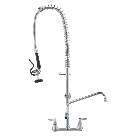 36" Commercial Pre-Rinse Faucet Wall Mount Kitchen Sink Faucet W/ Sprayer