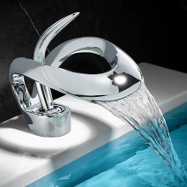 Bathroom Sink Faucet Chrome Single Handle Waterfall Vanity Basin Mixer Faucet