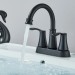 Matte Black Bathroom Sink Faucet 2 Handle 4 Inch Centerset Vanity Mixer Faucet - view 3