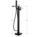 Matte Black Bathtub Faucet Floor Mount Freestanding Tub Filler With Hand Shower - view 10