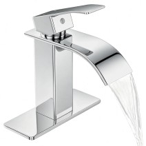 Chrome Waterfall Bathroom Vanity Faucet Single Handle 1Hole Basin Sink Mixer Tap