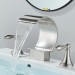 Brushed Nickel Bathroom Sink Faucet 3 Hole 2 Handle Waterfall Basin Vanity Mixer - view 7