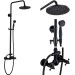 Oil Rubbed Bronze Shower Faucet System Set 8” Rainfall Shower Head Combo Mixer - view 2