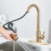 Brushed Gold Kitchen Sink Faucet Pull Down Sprayer Swivel Single Handle Mixer - view 5