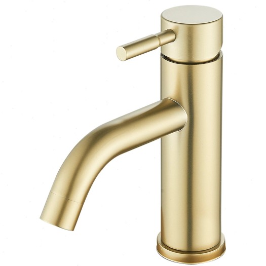 Brushed Gold Modern Bathroom Sink Faucet Single Handle 1 Hole Vanity Basin Tap