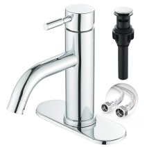 Chrome Bathroom Faucet Single Handle Sink Vanity Mixer Taps With Pop-up Drain