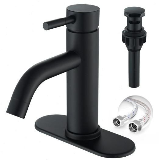 Black Bathroom Sink Faucet 1 Or 3 Hole Single Handle Vanity Faucet With Drain