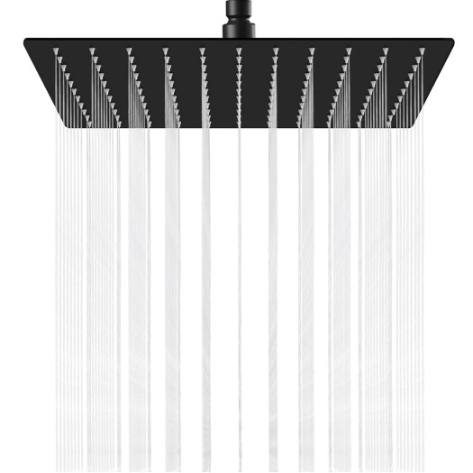 16" Black Square Rain Shower Head High‑Pressure Large Rainfall Fixed Shower Head