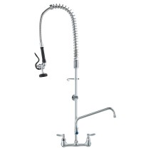 44" Commercial Faucet With Pre-Rinse Sprayer Wall Mount Kitchen Sink Faucet