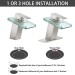 Brushed LED Waterfall Bathroom Sink Faucet Single Handle Glass Spout Mixer Tap - view 5