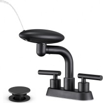 Black 4 Modes Bathroom Sink Faucet 3Hole 4in Centerset Vanity Mixer With Drain