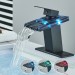 Black Bathroom Sink Faucet LED Waterfall Glass Spout Lavatory Vanity Mixer Taps - view 2
