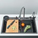 29.5" Flying Rain Stainless Steel Waterfall Kitchen Sink With Faucet Single Bowl - view 23