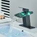 Black LED Bathroom Sink Faucet 1 Hole Waterfall Vanity Mixer Faucet With Drain - view 6