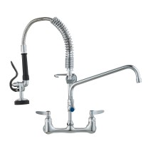 21" Pre Rinse Faucet Wall Mount Commercial Kitchen Faucet W/ Sprayer Hose
