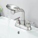 Brushed Nickel Bathroom Sink Faucet 3 Hole 4in Centerset Vanity Mixer With Drain - view 8