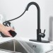 Matte Black Kitchen Faucet Single Handle Pull Down Sprayer Swivel Sink Mixer Tap - view 6