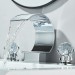 Chrome Bathroom Sink Faucet Dual Crystal Handle 3 Holes Basin Vanity Mixer Tap - view 5