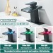 LED Bathroom Sink Faucet Black Waterfall Single Hole Handle Vanity Faucets Drain - view 4