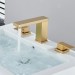 Brushed Gold Bathroom Sink Faucet 3 Holes Widespread Vanity Mixer Faucet W/Drain - view 4