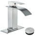 Bathroom Sink Vanity Faucet Brushed Nickel 3 Hole Waterfall Basin Mixer W/Drain - view 2