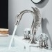 Brushed Nickel Swan Bathroom Sink Faucet 3 Holes 8" Widespread Vanity Mixer Taps - view 4