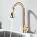 Brushed Gold Kitchen Faucet Single Handle Sink Mixer Taps With Pull Down Sprayer - view 4