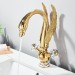 Gold Swan Bathroom Sink Faucet 1 Hole Vanity Mixer Dual Handle Swivel Spout Taps - view 4