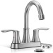 Brushed Nickel Bathroom Sink Faucet 3Hole 4in Centerset Vanity Mixer With Drain - view 2