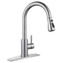 Chrome Kitchen Faucet Sink Pull Down Sprayer Single Handle Mixer Stainless Steel