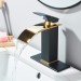 Black Gold Waterfall Bathroom Sink Faucet Single Handle Vanity Mixer With Drain - view 4