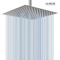 Stainless Steel Rain Shower Head High Flow 16 Inch Large Rainfall Head Top Spray