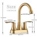 Brushed Gold Bathroom Sink Faucet 3 Holes 4in Centerset Vanity Mixer With Drain - view 9
