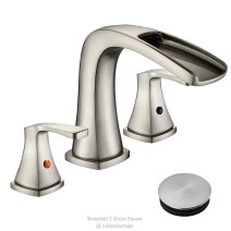 8 Inch Widespread Waterfall Bathroom Sink Faucet 3 Hole Vanity Mixer Brushed Nickel