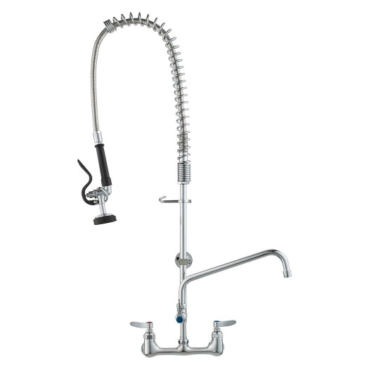 Commercial Pre-rinse Faucet Wall Mount Kitchen Sink Faucet 36" W/ Sprayer