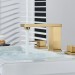 Brushed Gold Bathroom Sink Faucet 3 Holes Widespread Vanity Mixer Faucet W/Drain - view 7