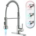 LED Kitchen Sink Faucet Brushed Nickel Single Handle Swivel Pull Down Sprayer - view 3