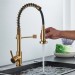 Brushed Gold Kitchen Faucet 1 Hole Pull Down Sprayer Commercial Mixer Sink Tap - view 11