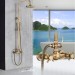Antique Brass Rainfall Shower Faucet System Set Wall Mount Shower Mixer Fixture - view 3