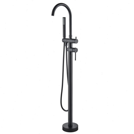 Matte Black Bathtub Faucet Freestanding Tub Filler Faucet With Handheld Shower